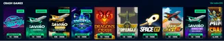 Lista de jogos Crash disponíveis no Solverde com temas de aviação, dragões, mineração e espaço